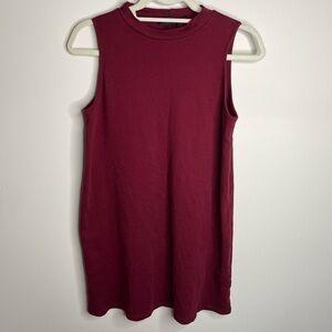 Pretty Little Thing Burgandy Sleeveless Oversized T-shirt dress